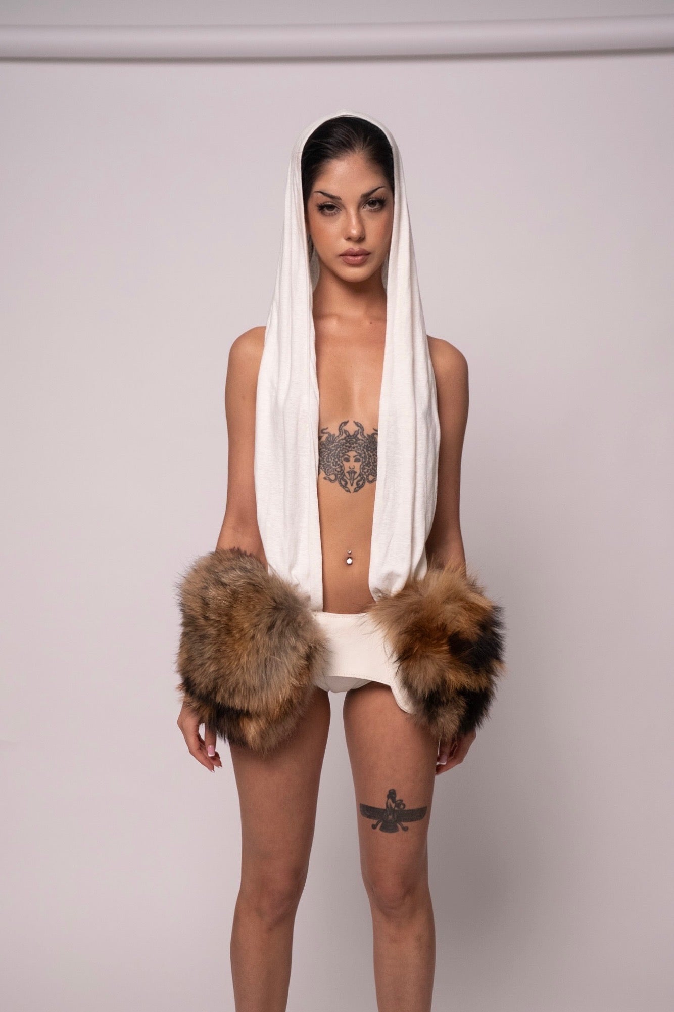 Venitta Fur Belt - White