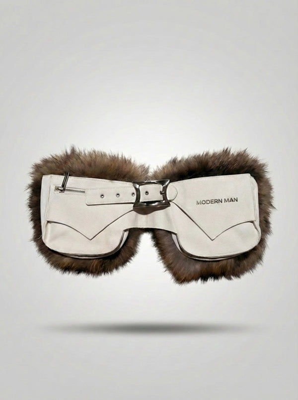 Venitta Fur Belt - White