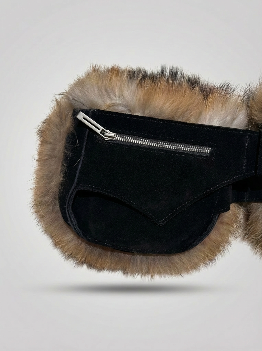 Venitta Fur Belt - Black
