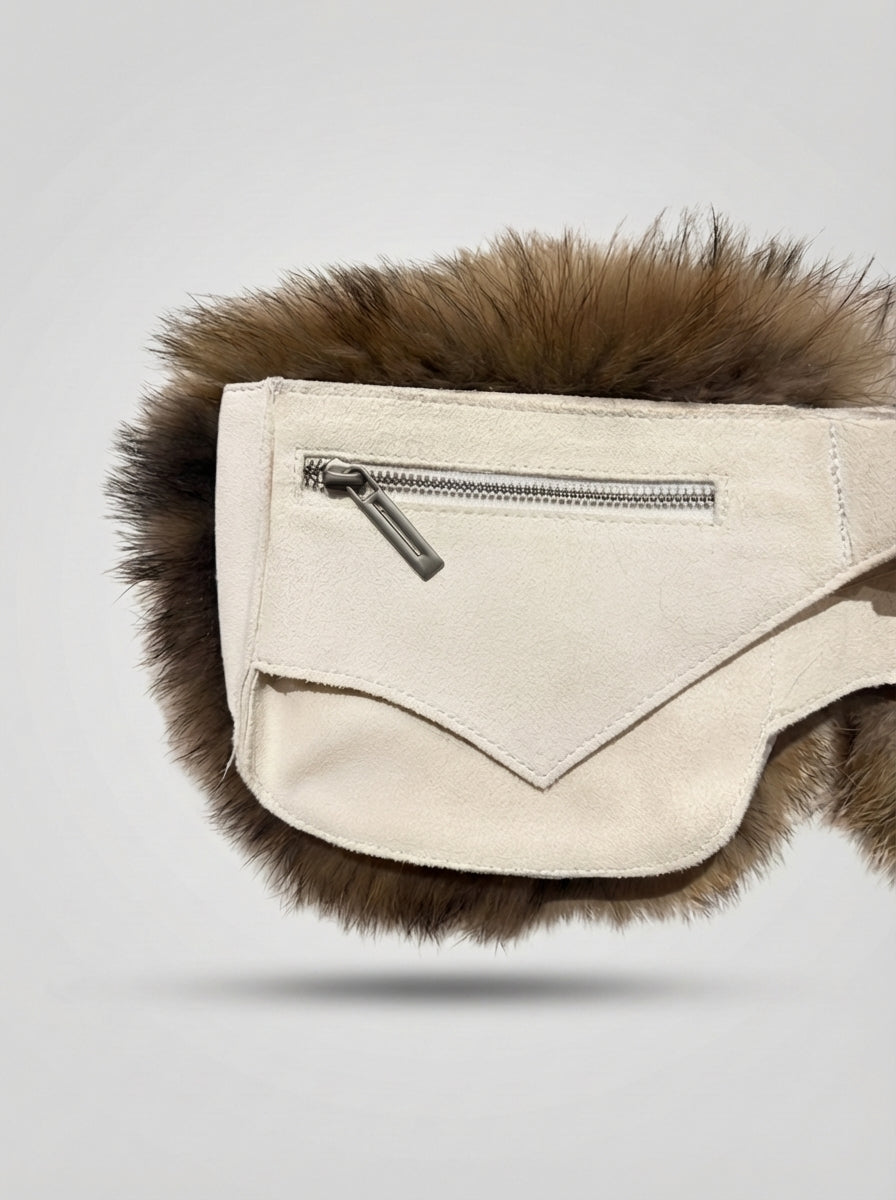 Venitta Fur Belt - White