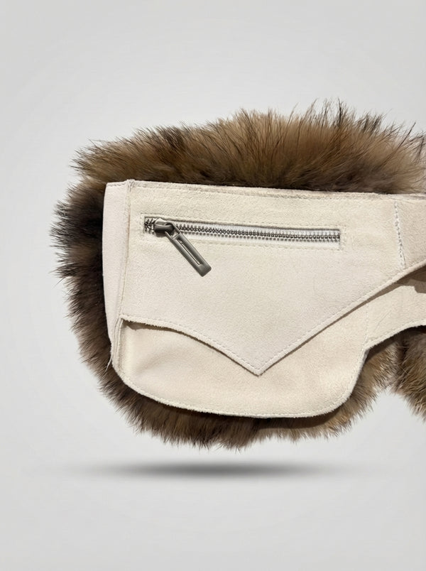 Venitta Fur Belt - White
